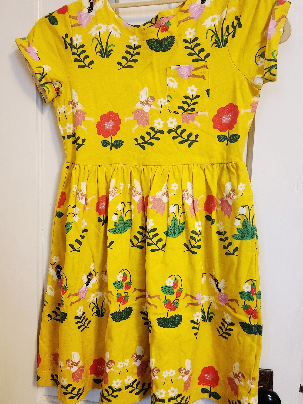 Mini Boden Yellow Floral & Fairy Print Dress Size 9/10 Youth